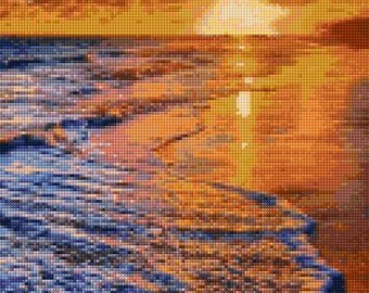 Ocean Beach Sunset Cross Stitch pattern PDF - Instant Download!