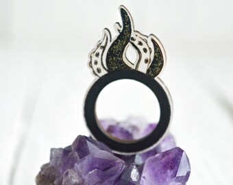 Wooden Ring, Cute Wooden Ring, Hand Painted, Laser Engraved Ring, Tentacles Ring, Finger ring