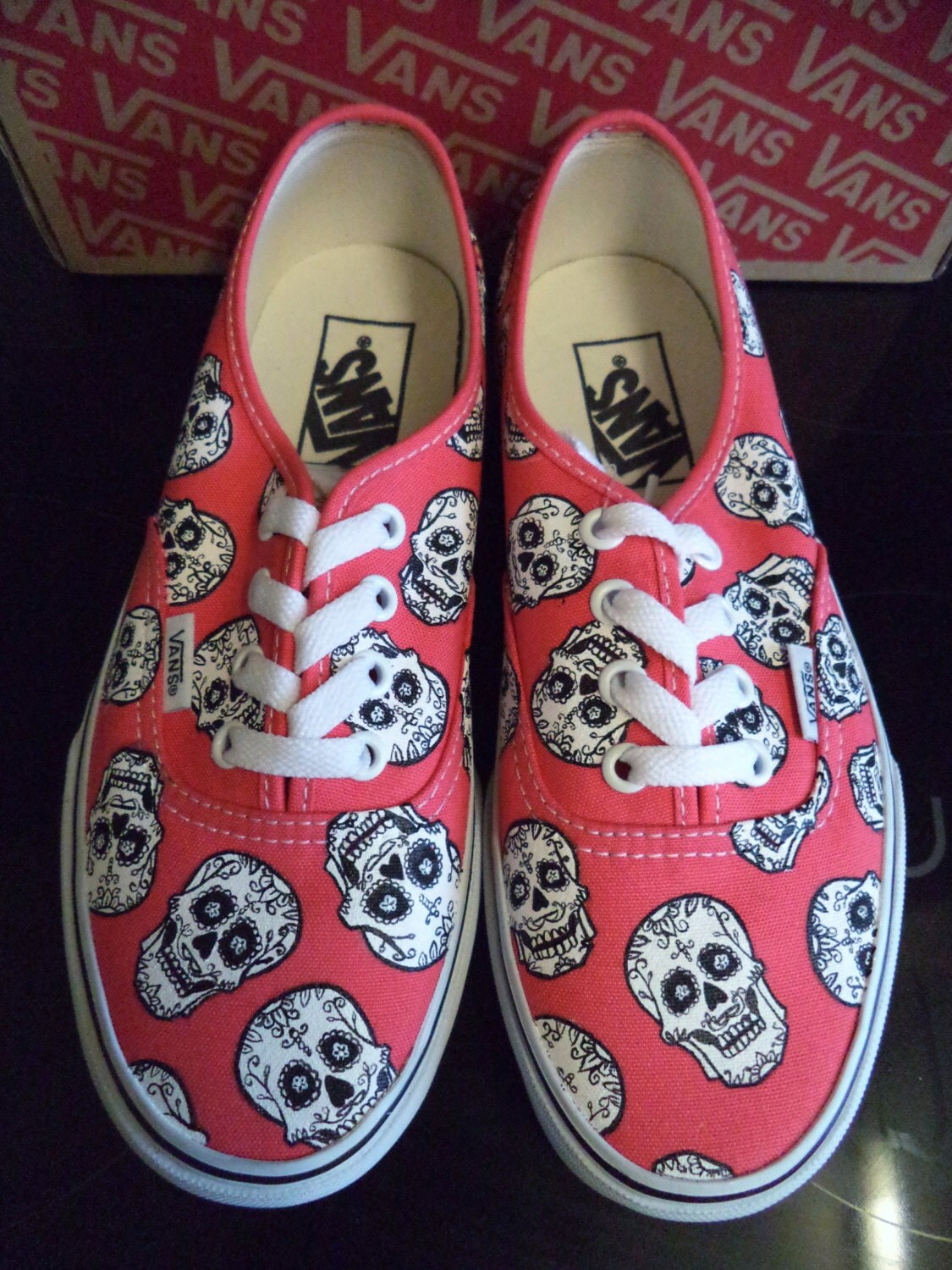 Hand Painted Disney Coco Candy Sugar Skull Authentic Vans Red