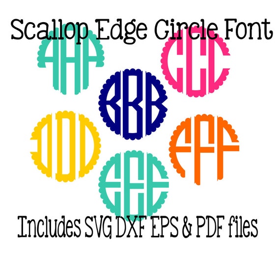 Download Scallop Edge Circle Monogram Font SVG PDF EPS instant download