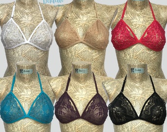 Purple Boho Lace bralette | See through bralette | Colorful lace bralette | Watermelon lace Bralette | Coral bralette | Eggplant Bralette