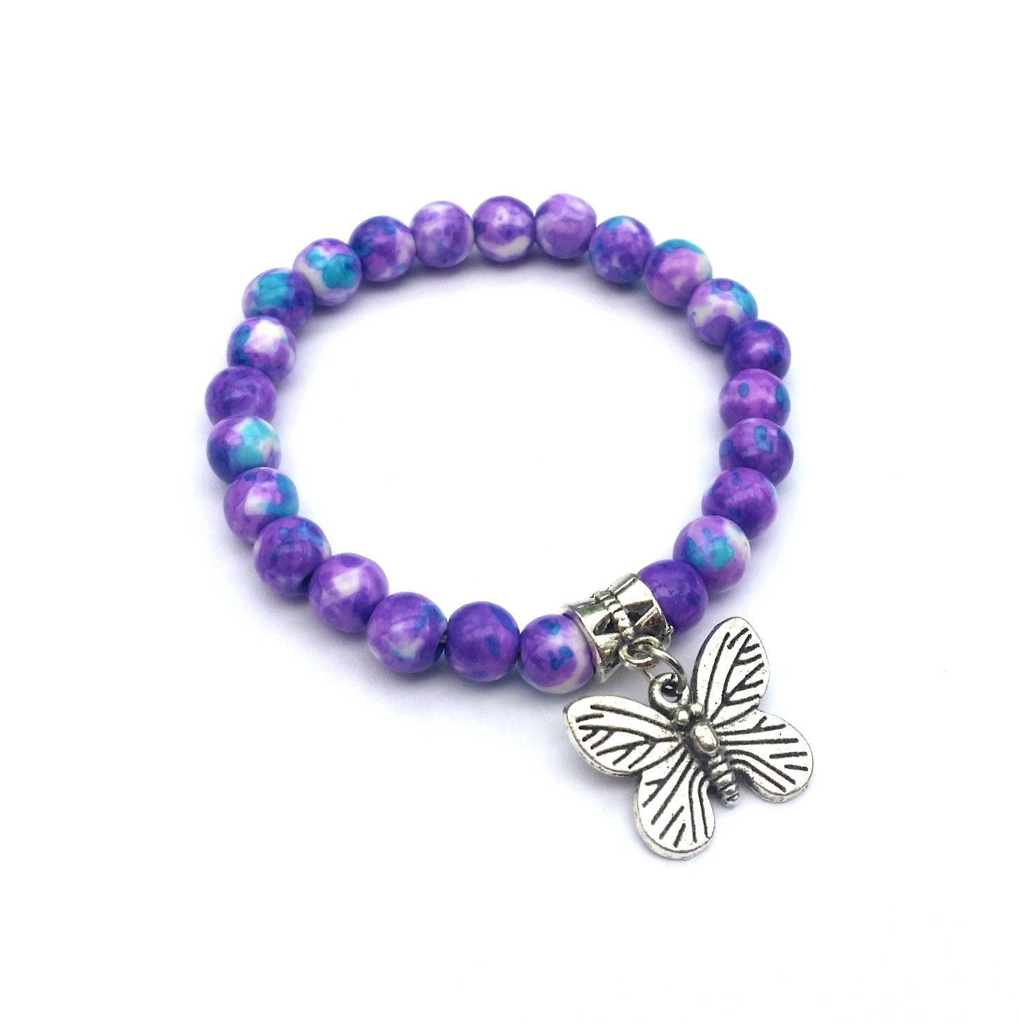 Purple butterfly bracelet kids bracelet childrens jewellery