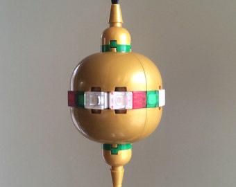 Antique-Style Gold Orb Christmas Ornament Kit with Lego Bricks - Custom Lego Kit - Lego Christmas Ornament - Children's Christmas Gift