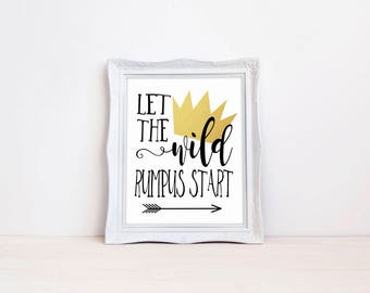 Where The Wild Things Are Birthday Party Printable 8"x10" Crown Sign || Let The Wild Rumpus Start DIGITAL DOWNLOAD || Wild Things Crown