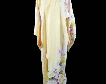 Vintage Japanese Kimono / Houmongi / Rose / Flower