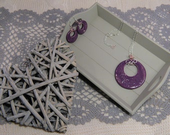 Ceramic and copper jewelry sets-Ceramic and copper necklace and earrings