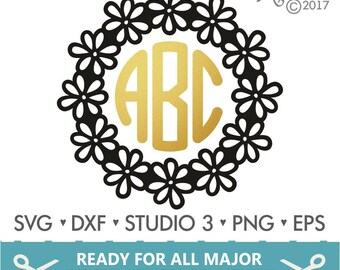 70% OFF SALE Monogram Frame Svg / Floral Frame Svg / Floral Monogram Frame Svg / Cutting files for use with Silhouette Cameo and Cricut