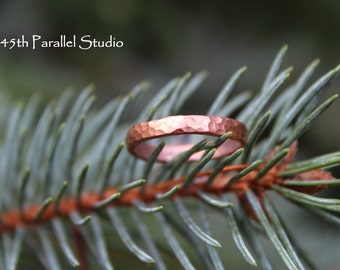 Stacking Ring, Forged Copper Ring, Hammered Copper Stackable Ring, Ring For Her, Hammered Stacking Ring, Copper Jewelry