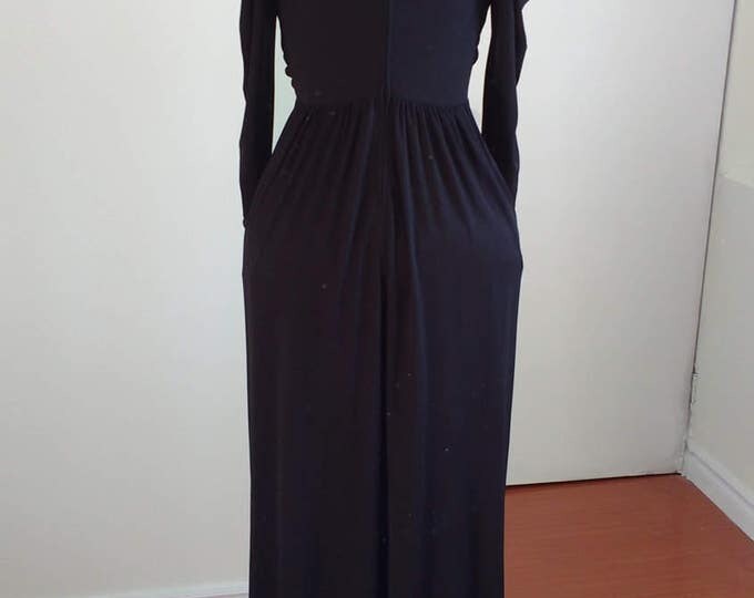 Black evening dress, vintage formal dress, full length black evening gown, black tie event, prom dress, EU size 42