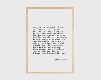 Jane Austen, Literary Quote, Literary Print, Book Art, Love Quote, Literary Poster, Literary Wall Art, Jane Austen Quote, PRINTABLE