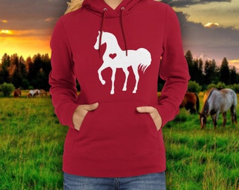 Heart horse hoodie / love my horse / equestrian clothing / equestrian gifts / horse gifts / horse clothing / horse birthday party sweater