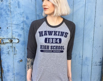 Stranger Things, Hawkins High | Grey Long Sleeve Tee
