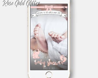 Elephant Baby Shower Footprints Ribbon Party Fiesta Custom It's A Boy It's A Girl Snapchat Geofilter Baby Blue Pink Geotag Filter