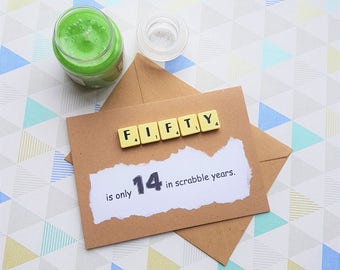 50th birthday, 50th birthday card, Anniversary card, 50 card, Card for her, Card for him, Dad 50, Age card, Age 50, 50 birthday card,