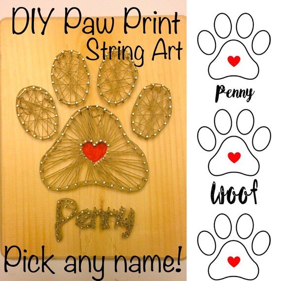 DIY Paw Print String Art Kit for Dog Cat / Pick any by