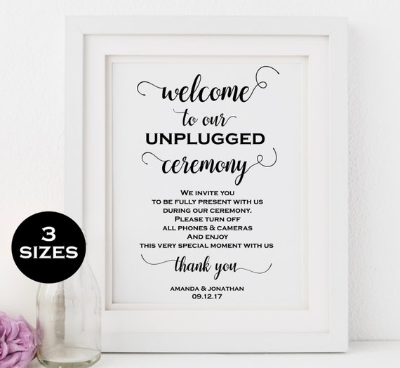 unplugged wedding sign free