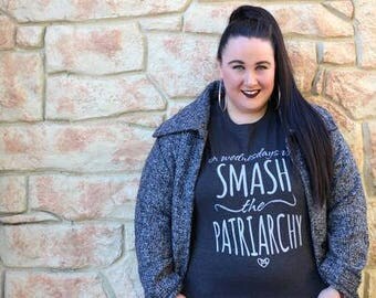 On Wednesdays We Smash the Patriarchy Shirt --- Feminist Inc -- Gray Crewneck -- Feminism -- Activist Political Femme PLUS SIZE 2XL 3XL