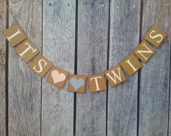 twins banner, twins baby banner, twins baby shower banner, twins baby decorations, twins party ideas, twins baby shower decor, it's twins