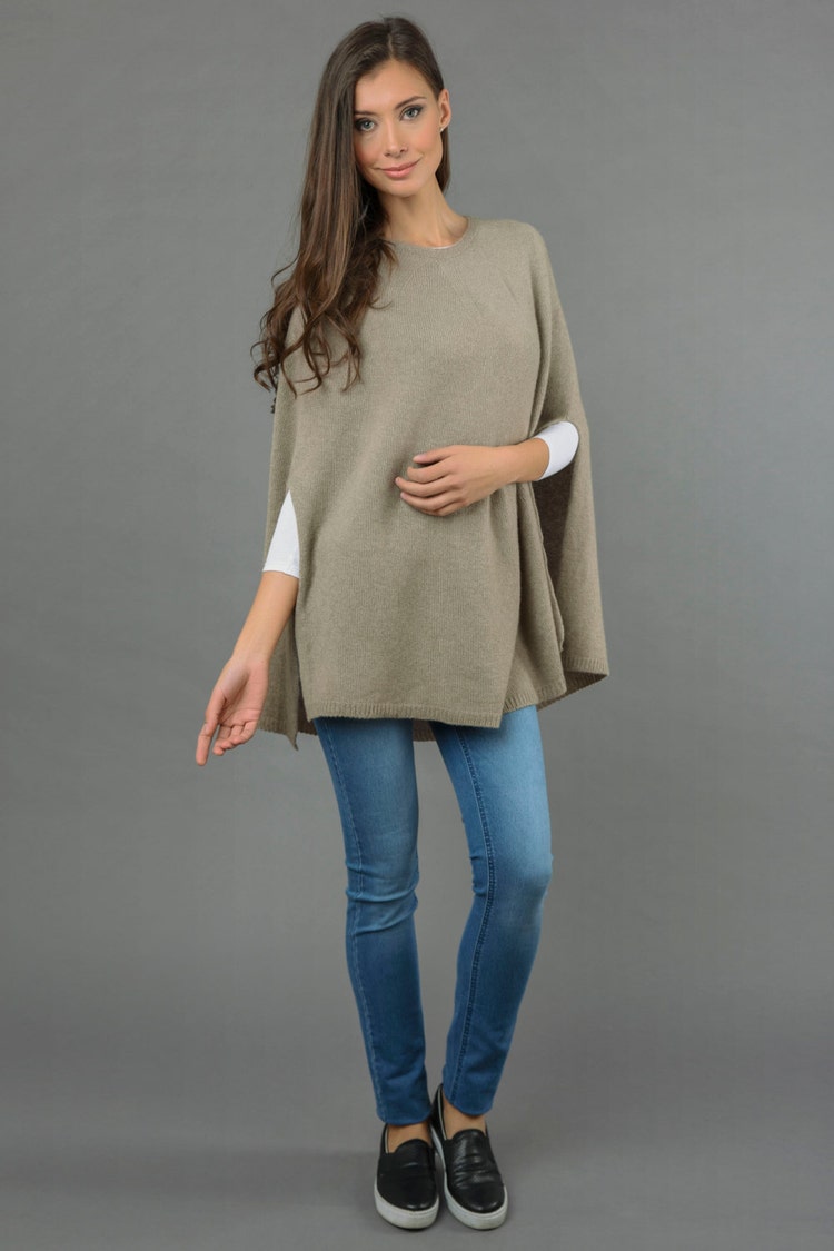 Poncho Cape Pure Cashmere Dress Plain Knitted by Italyincashmere