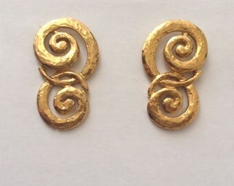 Vintage 1970's Gold Interlinked Swirls Large Statement Earrings