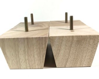 Tapered Wood Legs 2-3/4" tall x 3-3/4" Square Legs Ottoman Legs Sofa Legs Couch Legs (set of 4)