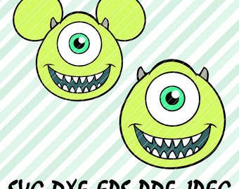 Mike Wazowski Monsters INC SVG DXF Eps Pdf Vector Cut Files Cricut Cameo Silhouette Mickey Design Cards Disney Pictures Birthday Party