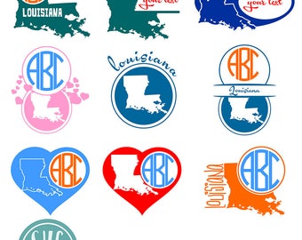 Louisiana SVG State Monogram, Louisiana Cut File, Monogram state vector, Home, Eps, Svg, Cdr, Dxf, Dwg, Jpg, Png clipart files