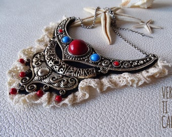 Cork Necklace #144, Statement necklace, Modern jewelry, Gift for her, Portuguese jewelry, Eco friendly, Stainless steel