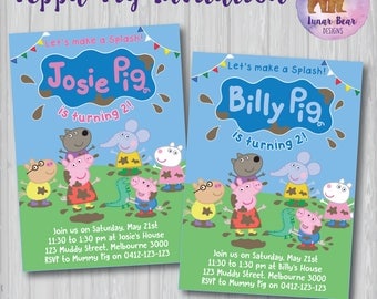 Peppa Pig Invitation, Peppa Pig Big Splash, Peppa Pig Swimming, Peppa Pig Invite, Peppa Pig Party, Peppa Pig Birthday Party, Printable