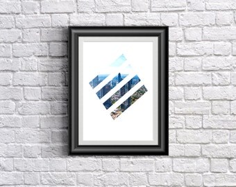Geomatric Print, Sky Line Print, Square Art, Digital Print, Buildings Poster, Modern Wall Art, Instant Download Printable 10x8
