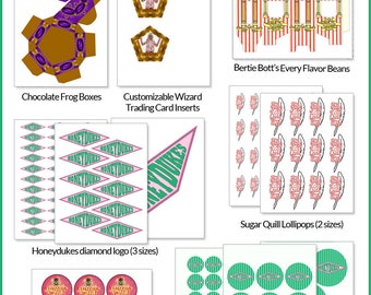 Harry Potter Honeydukes party favor printables -- DIGITAL -- (Bertie Botts, Fizzing Whizzbees, Sugar Quills, Chocolate Frogs)