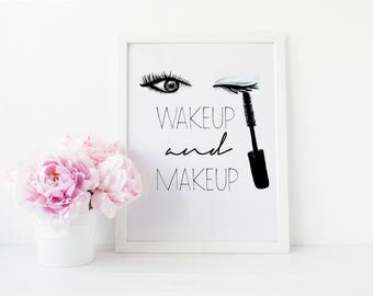 Modern Makeup Vanity, Black and White, Makeup Vanity, Digital Download