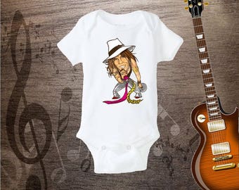 Aerosmith Baby Bodysuit, Steven Tyler Onesie, Baby Rock N' Roll, Baby Rock Onesie, Baby Shower Gift, Cool Baby, Aerosmith Band Shirt