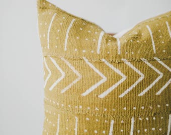 Yellow Mali Mud Cloth Pillow Cover... African Mudcloth, Boho Mudcloth, Boho Decor Tribal Pillow, Throw Pillow, Linen