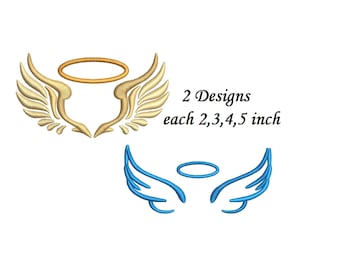 Angel Wings Embroidery Design - 2 designs 4 sizes each machine embroidery INSTANT DOWNLOAD