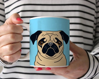 Pug Coffee Mug - Fawn Pug Ceramic Mug - Pug Mug - Dog Mug - Gift for Coffee Lovers - Pug Lover Gift - Pug Crazy Mug - Pug Gift
