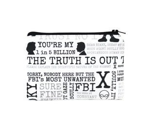 X Files Zipper Pouch / Mulder and Scully Bag / The Truth is Out There Pencil Pouch
