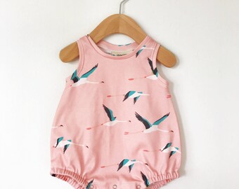 Baby romper // Organic baby playsuit // baby bodysuit in flamingo print // baby girl romper // organic baby clothing // baby girl clothes