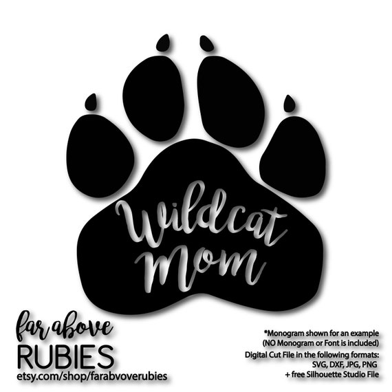 Wildcat Mom Paw Print School Pride Team Mascot SVG DXF