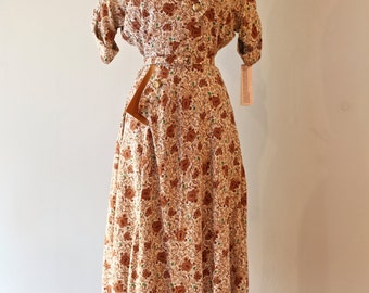 Vintage 1940s Rayon Novelty Print Dress By Schank Sportswear Waist 28 ~ Vintage 40's Rayon Dress