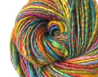 Handspun Yarn Hand Dyed Yarn BFL Wool Art Yarn Single Ply DK to Bulky Weight Art Yarn 142 yards Super Soft Handmade in USA - Mosaic Path