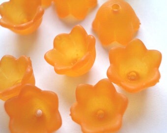 10 Pieces Frost Orange 10mm Tulip Lucite Flower Beads Plastic Beads Acrylic Flower Beads