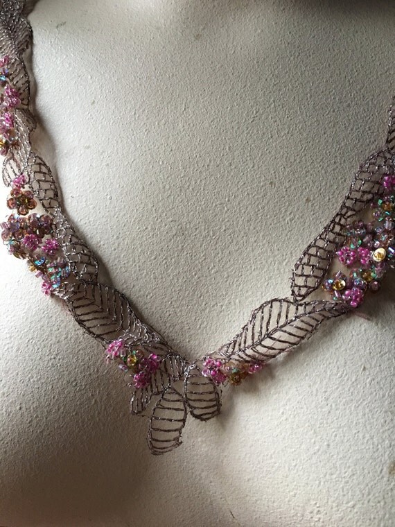 HOT PINK Beaded Applique Trim for Fairy Costumes Headpieces