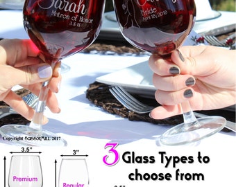Personalized Wedding Glasses Bride Glass Bridesmaid Wine Glass Personalized Gifts for Bridesmaids Wedding Wine Glasses Bridal Party Glasses