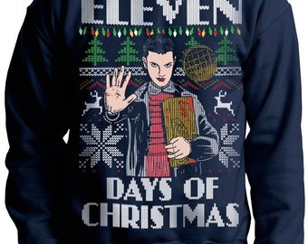 STRANGER THINGS Ugly Christmas sweater Eleven Days of Christmas -- pullover sweatshirt -- s m l xl xxl xxxl
