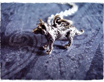 Tiny Silver Wolf Necklace - Sterling Silver Wolf Charm on a Delicate Sterling Silver Cable Chain or Charm Only