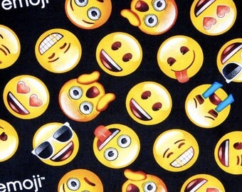 END OF BOLT 17 inches long, emoji Emoticones fabric 100% cotton fabric for general arts and crafts and all sewing projects.