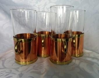 Beucler Brass and Copper Mugs, Irish Coffee Mugs, Russian Style Brass Copper Mugs