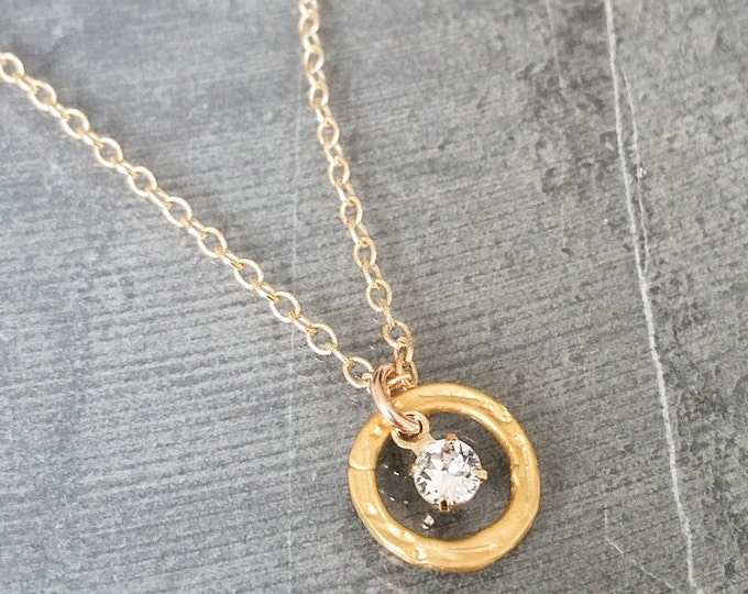 Circle Necklace, Dainty Circle Necklace, Dainty Crystal Circle Necklace, Crystal Circle Necklace, Crystal Necklace