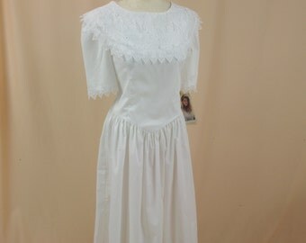 80s Gunne Sax Dress * White Gunne Sax Dress * White Lace Dress * Boho Dress * Prairie Dress * Boho White Cotton Dress * Jessica McClintock